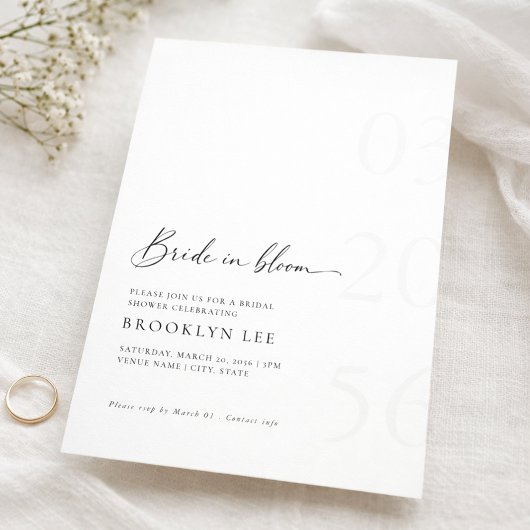 Minimalist Bride In Bloom ブライダルシャワー招待状 招待状