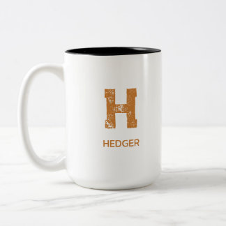 MINIMALIST BRONZE ONE LETTER MONOGRAM NAME WHITE ツートーンマグカップ