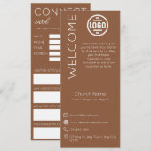 Minimalist Brown Church Connection Card 招待状 (正面/裏面)