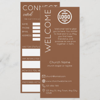 Minimalist Brown Church Connection Card 招待状