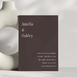 Minimalist Brown Elegant Chic Modern Wedding 招待状