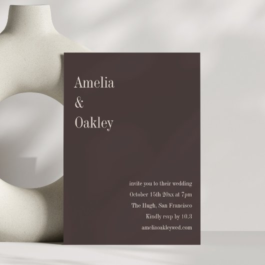 Minimalist Brown Elegant Chic Modern Wedding 招待状