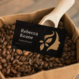 Minimalist Brown Gold Hair Stylist Modern 名刺