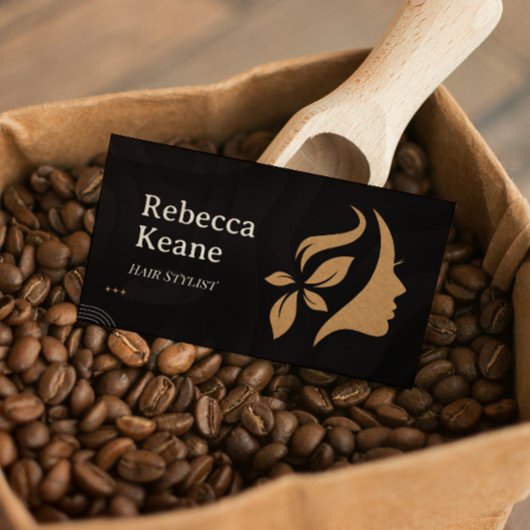 Minimalist Brown Gold Hair Stylist Modern 名刺