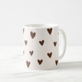 Minimalist Brown Hearts Pattern | Aesthetic Neutra コーヒーマグカップ (正面右)