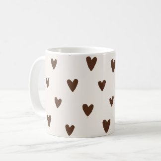 Minimalist Brown Hearts Pattern | Aesthetic Neutra コーヒーマグカップ