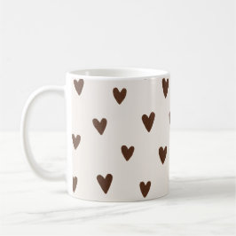 Minimalist Brown Hearts Pattern | Aesthetic Neutra コーヒーマグカップ