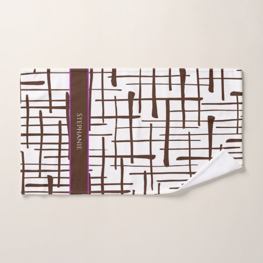 Minimalist Brown Linework Personalized | Dink Well ハンドタオル (ハンドタオル)