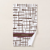 Minimalist Brown Linework Personalized | Dink Well ハンドタオル (ハンドタオル)