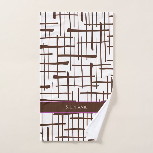 Minimalist Brown Linework Personalized | Dink Well ハンドタオル (ハンドタオル)