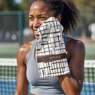 Minimalist Brown Linework Personalized | Dink Well ハンドタオル