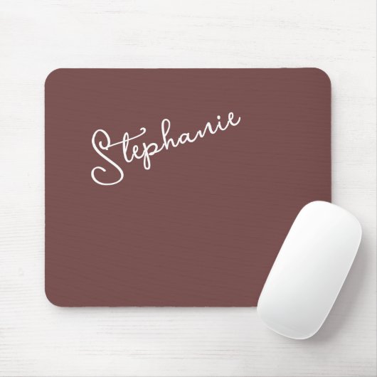 Minimalist Brown Trendy Script Personalized Name  マウスパッド (マウス)