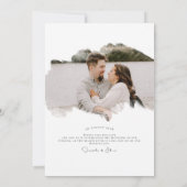 Minimalist Brush Stroke Photo Frame Save the Date 招待状 (裏面)