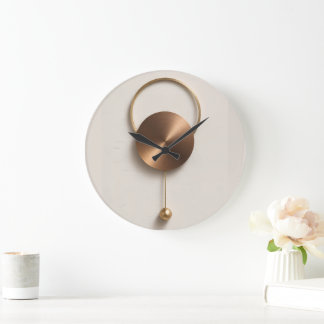 Minimalist Brushed Bronze Sculptural Acrylic Wall ラージ壁時計