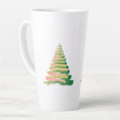 Minimalist Brushstroke Christmas Tree カフェラテマグ (左アングル)