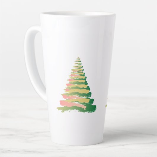 Minimalist Brushstroke Christmas Tree カフェラテマグ (左アングル)