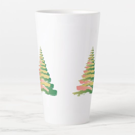 Minimalist Brushstroke Christmas Tree カフェラテマグ (正面)