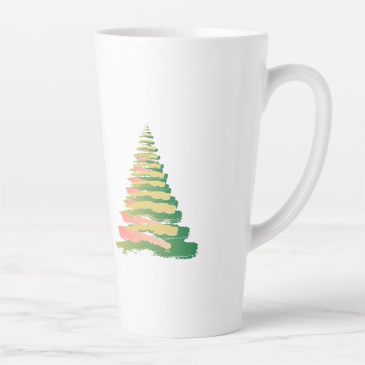 Minimalist Brushstroke Christmas Tree カフェラテマグ (右)