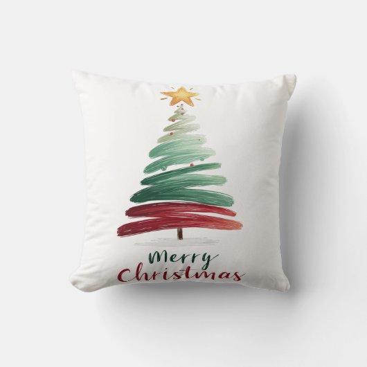 Minimalist Brushstroke Christmas Tree クッション (正面)