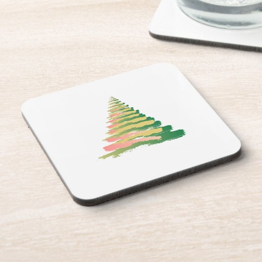 Minimalist Brushstroke Christmas Tree コースター (左側)