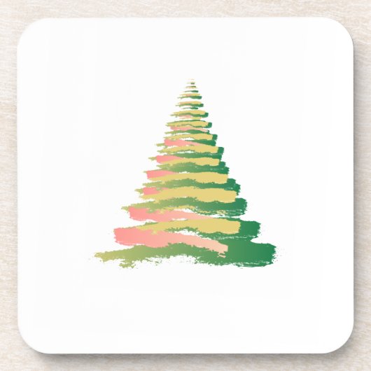 Minimalist Brushstroke Christmas Tree コースター (正面)