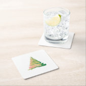 Minimalist Brushstroke Christmas Tree スクエアペーパーコースター (インサイチュ)
