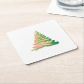 Minimalist Brushstroke Christmas Tree スクエアペーパーコースター (アングル)