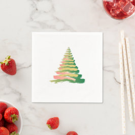 Minimalist Brushstroke Christmas Tree スタンダードカクテルナプキン