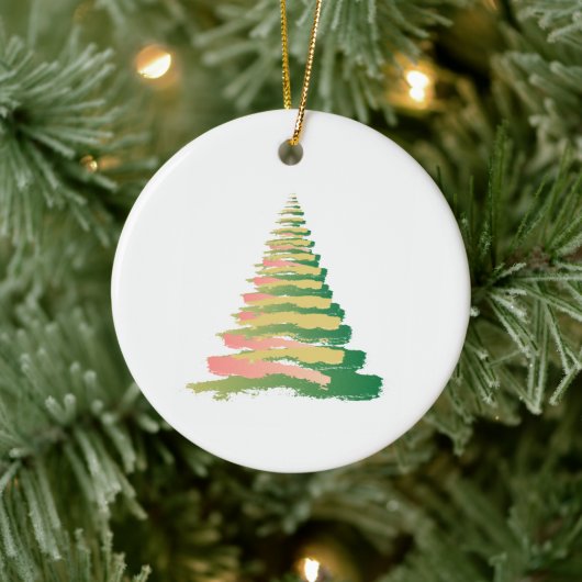 Minimalist Brushstroke Christmas Tree セラミックオーナメント (ツリー)