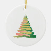 Minimalist Brushstroke Christmas Tree セラミックオーナメント (正面)