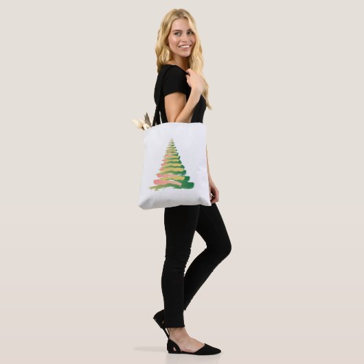 Minimalist Brushstroke Christmas Tree トートバッグ (モデル)