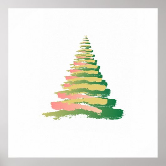 Minimalist Brushstroke Christmas Tree ポスター (正面)