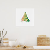 Minimalist Brushstroke Christmas Tree ポスター (キッチン)