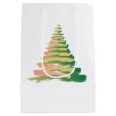 Minimalist Brushstroke Christmas Tree ミディアムペーパーバッグ (裏面)