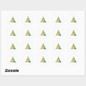 Minimalist Brushstroke Christmas Tree ラウンドシール (シート)