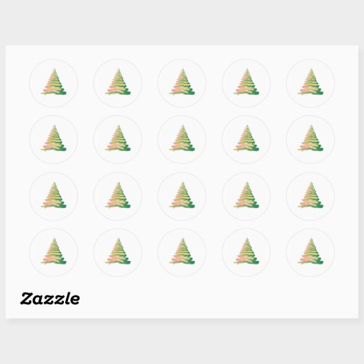 Minimalist Brushstroke Christmas Tree ラウンドシール (シート)