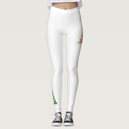 Minimalist Brushstroke Christmas Tree レギンス (正面)