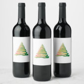Minimalist Brushstroke Christmas Tree ワインラベル (ボトル)
