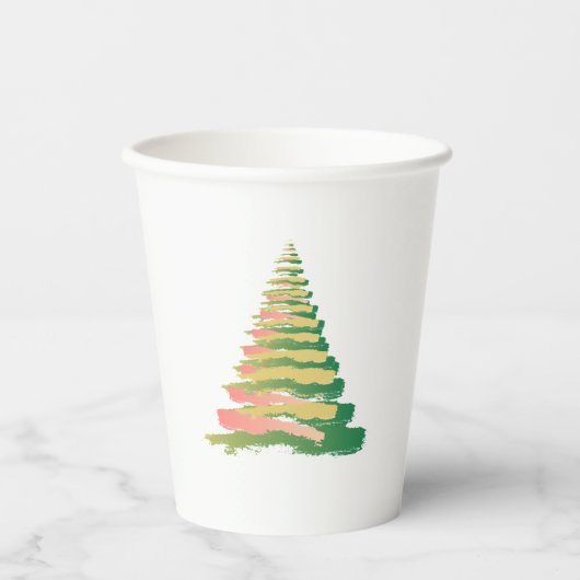 Minimalist Brushstroke Christmas Tree 紙コップ (正面)