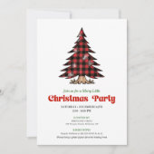 Minimalist Buffalo Check Christmas Party Invite 招待状 (正面)