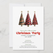 Minimalist buffalo plaid Christmas tree invitation 招待状 (正面)