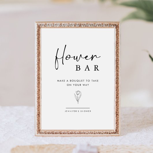 Minimalist Build Your Bouquet Floral Baby Shower 台座サイン