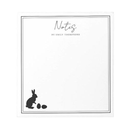 Minimalist Bunny And Eggs In Black Modern Easter ノートパッド (正面)