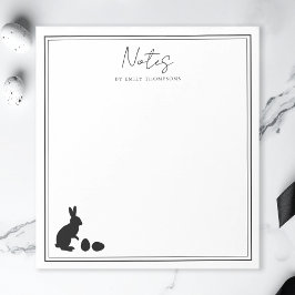 Minimalist Bunny And Eggs In Black Modern Easter ノートパッド