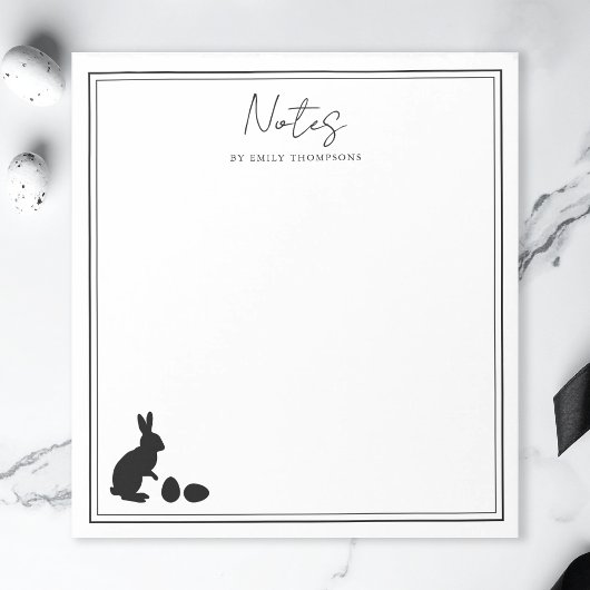 Minimalist Bunny And Eggs In Black Modern Easter ノートパッド