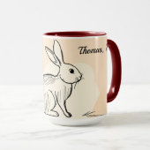 Minimalist Bunny Personalized Coffee マグカップ (正面右)
