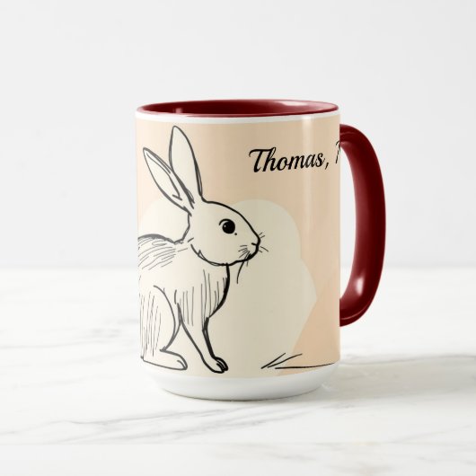 Minimalist Bunny Personalized Coffee マグカップ (正面右)