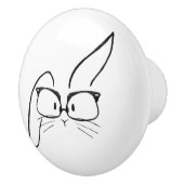 Minimalist Bunny Rabbit with Glasses Ceramic Knob セラミックノブ (右)