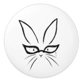 Minimalist Bunny Rabbit With Glasses Ceramic Knob セラミックノブ (正面)