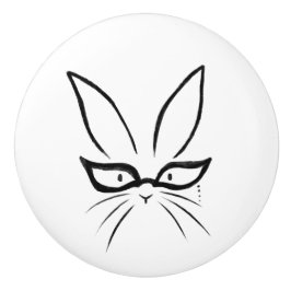 Minimalist Bunny Rabbit With Glasses Ceramic Knob セラミックノブ